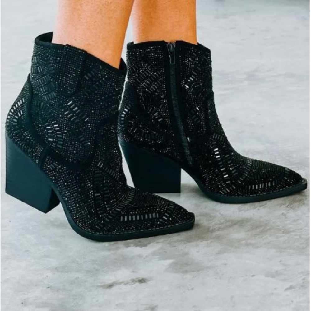 Maze Bead Studded Ankle Boots